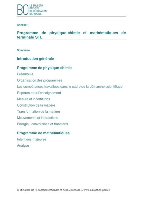 progamme terminale stl|programme stl physique chimie.